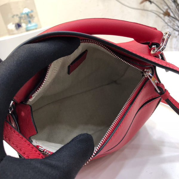 BORSA LOE MINI 18 PUZZLE IN PELLE DI VITELLO ROSSO CILIEGIA
