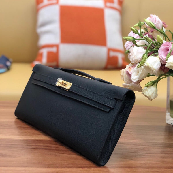 HM Kelly Cut 31cm Nero Swift Leather Ghw