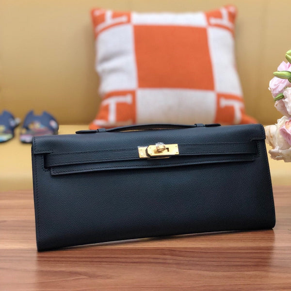 HM Kelly Cut 31cm Nero Swift Leather Ghw