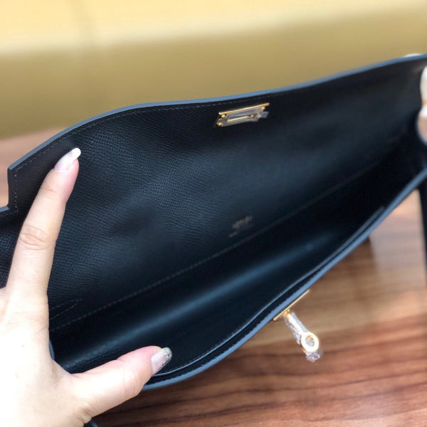 HM Kelly Cut 31cm Nero Swift Leather Ghw