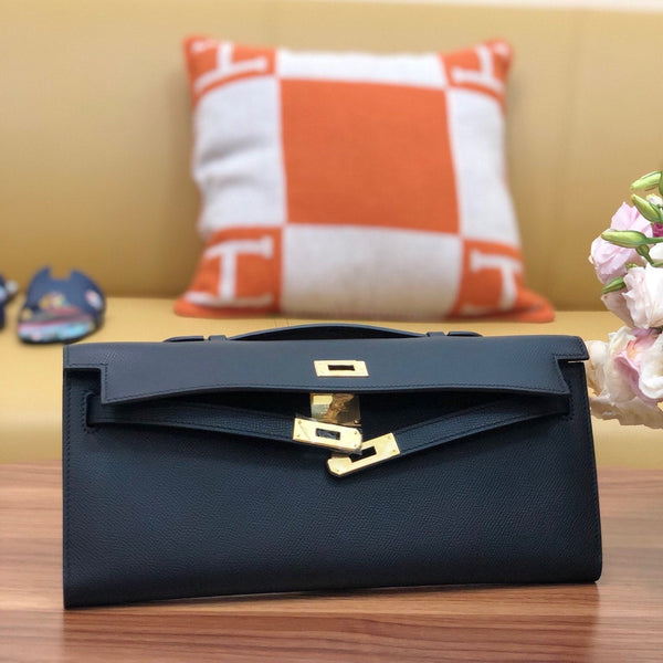 HM Kelly Cut 31cm Nero Swift Leather Ghw