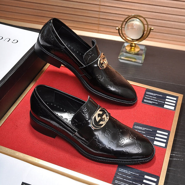 GG Men's Loafer Black Embossed Cowhide 484785