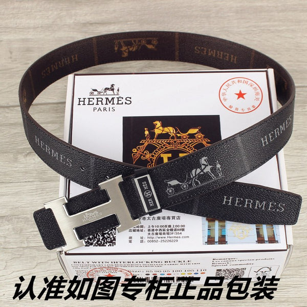 HM Constance Belt 38mm Black Cowhide Sliver Buckle 620194