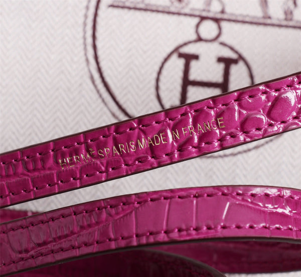 HM KELLY MINI 19 BARBIE PINK CROCODILE EMBOSSED CALFSKIN GOLD HARDWARE