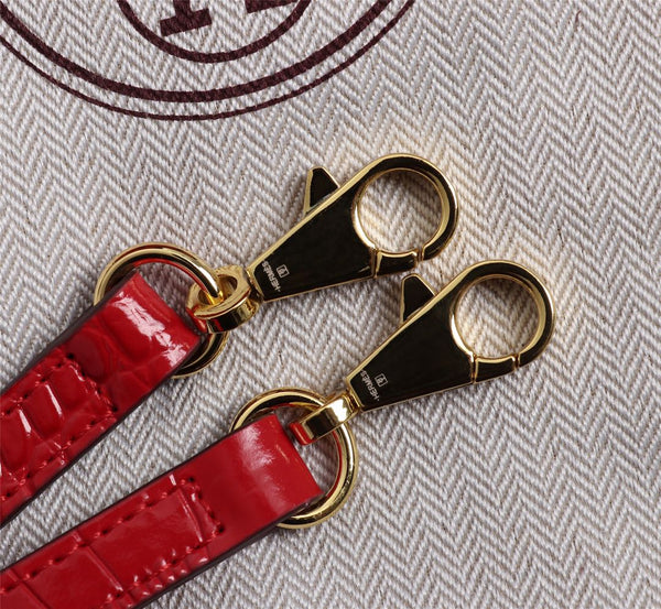 HM KELLY MINI 22 RED CROCODILE EMBOSSED CALFSKIN GOLD HARDWARE