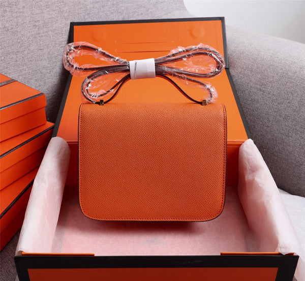 HM CONSTANCE BAGS 22 ORANGE EPSOM GOLD HARDWARE