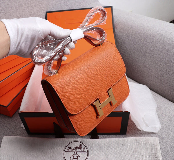 HM CONSTANCE BAGS 22 ORANGE EPSOM GOLD HARDWARE