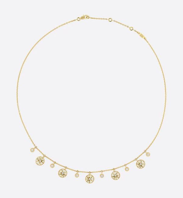 COLLANA ROSE DES VENTS ORO GIALLO, DIAMANTI E MADREPERLA