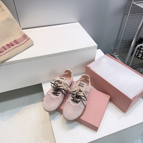 Miu 26s Sneakers Light Pink Mesh And Suede