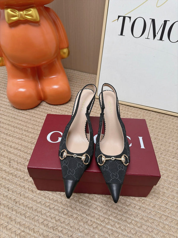 GG 26s Slingback Heels 10.5cm Canvas Mix Lambskin
