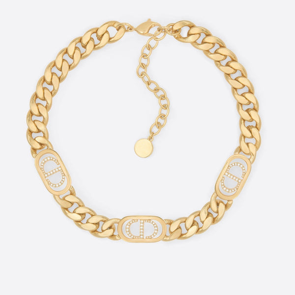 COLLANA 30 MONTAIGNE METALLO FINITURA ORO CRISTALLI BIANCHI