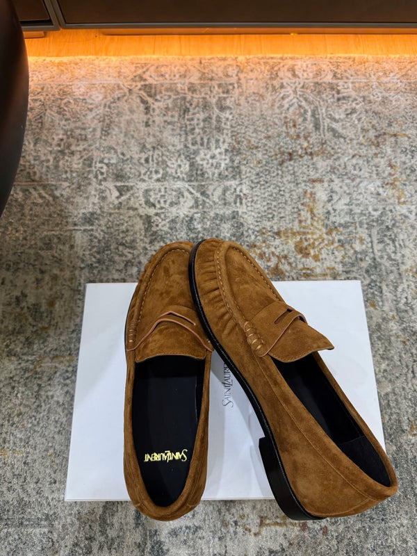YSL Le Loafer Supple Dark Brown Deer skin velvet