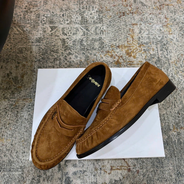 YSL Le Loafer Supple Dark Brown Deer skin velvet