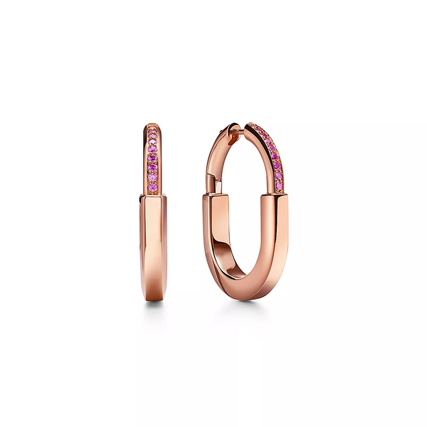 ORECCHINI LOCK MEDIUM PINK DIAMOND IN ORO ROSA