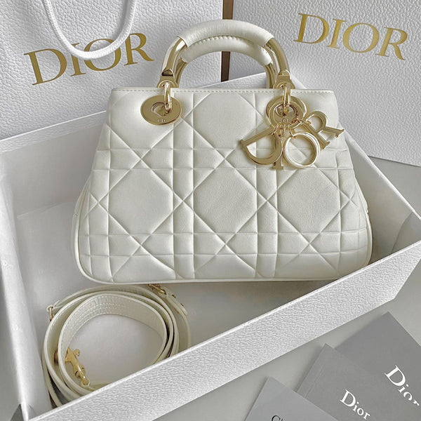 BORSA A MANO LADY 25 IN PELLE DI VITELLO BIANCA
