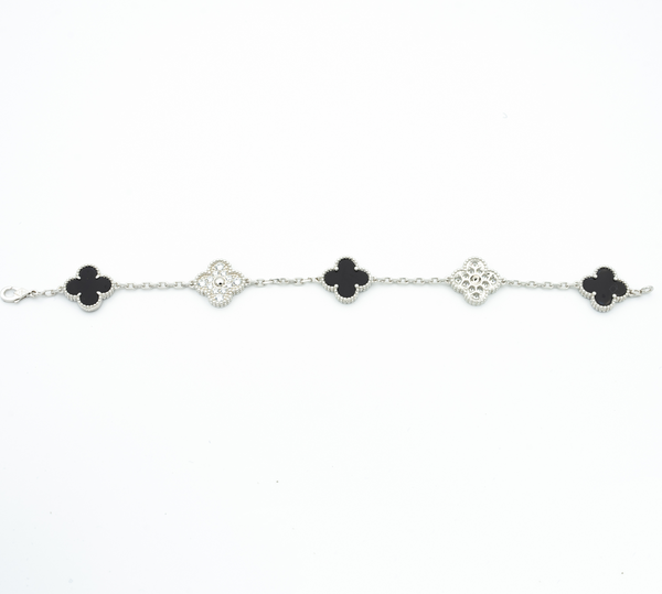 CLOVER BRACELET 5 MOTIF ONYXS DIAMOND