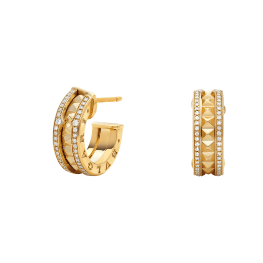 ORECCHINI ZERO 1 ROCK IN ORO CON SPIRALE BORCHIATA E DIAMANTI PAVATI