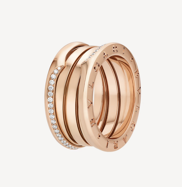 ANELLO ZERO 1 A TRE FASCE CON DIAMANTI DEMI-PAVED SUI BORDI