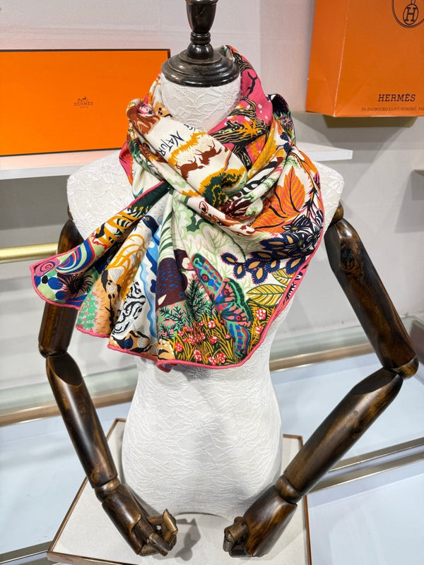 HM 2026 Rewilding Nature Scarf 140cm Cashmere Silk 217528