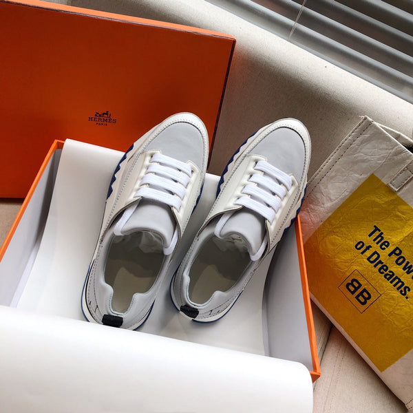 HM 26s Stadium Sneaker White Grey Calfskin Suede 546239