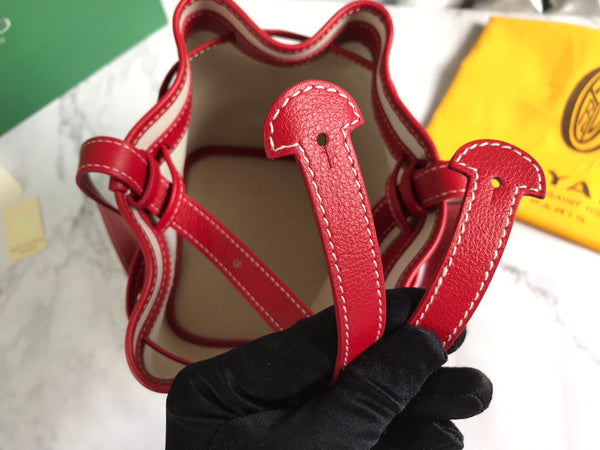 BORSA A SECCHIELLO PETIT FLOT 22 IN TELA GOYARDINE ROSSA CLASSICA E FINITURE IN PELLE DI AGNELLO