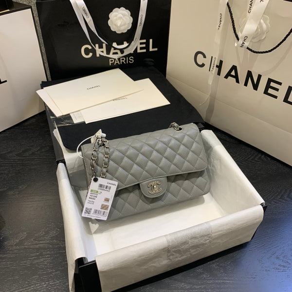 borsa a patta media 25 grigio scuro caviale shw