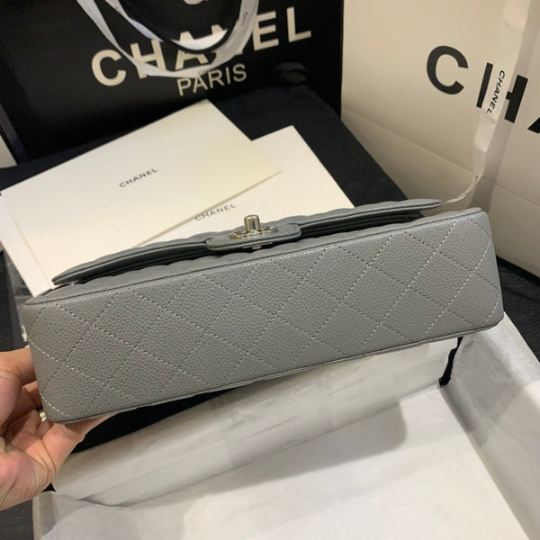 borsa a patta media 25 grigio scuro caviale shw