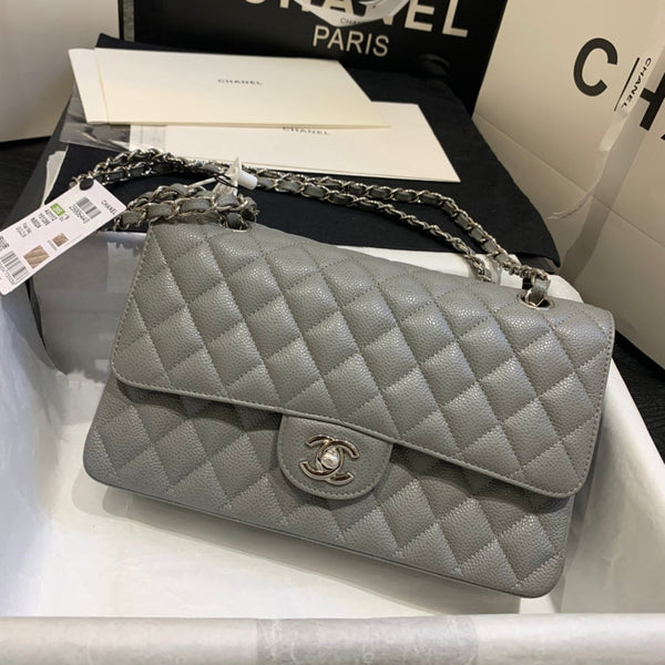 borsa a patta media 25 grigio scuro caviale shw