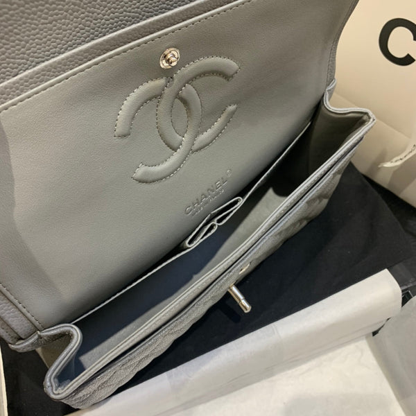 borsa a patta media 25 grigio scuro caviale shw