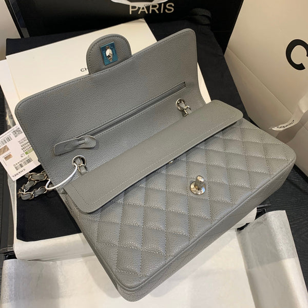 borsa a patta media 25 grigio scuro caviale shw