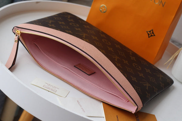 LV M62048 Borsa giornaliera in tela monogrammata e pelle di mucca marrone rosa balletto