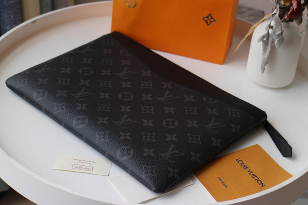 LV M62048 Borsa giornaliera in tela monogramma nera e pelle di mucca