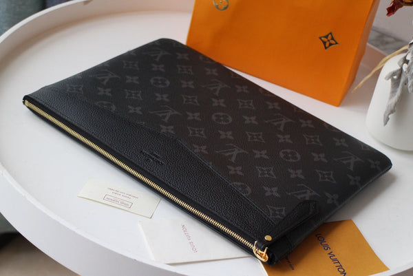 LV M62048 Borsa giornaliera in tela monogramma nera e pelle di mucca