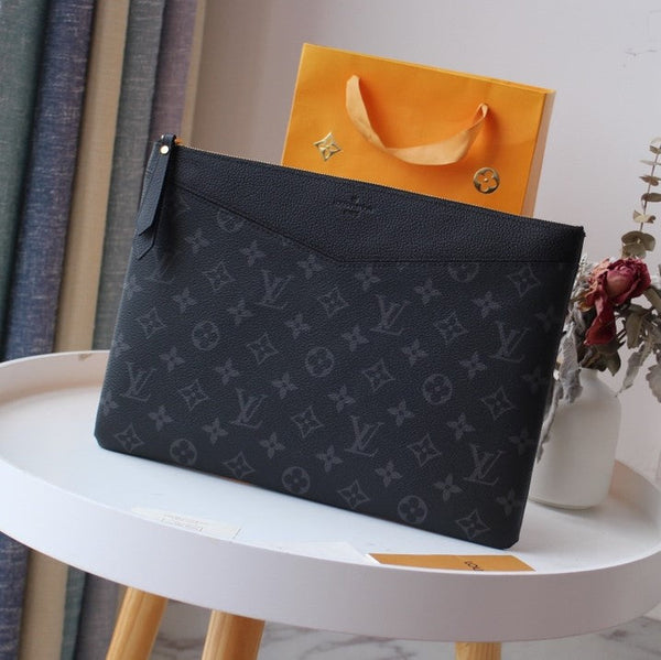 LV M62048 Borsa giornaliera in tela monogramma nera e pelle di mucca