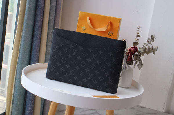 LV M62048 Borsa giornaliera in tela monogramma nera e pelle di mucca