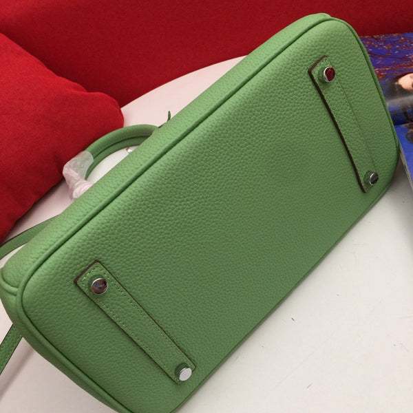 BORSA HM BIRKIN 30 CM IN PELLE DI VITELLO FELCE CON FERRAMENTA ARGENTO