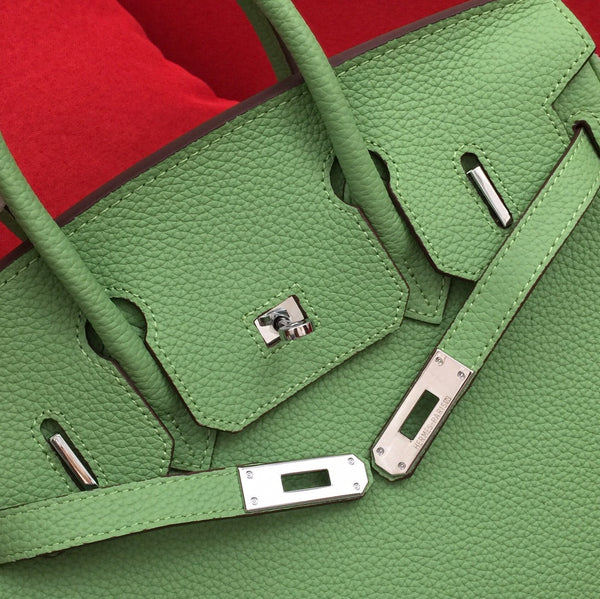 BORSA HM BIRKIN 30 CM IN PELLE DI VITELLO FELCE CON FERRAMENTA ARGENTO