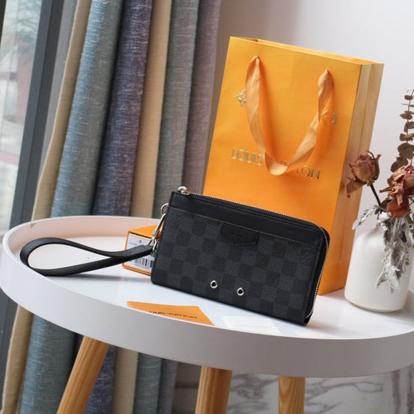 LV Dragonne Zipper Wallet Black Damier Graphite Canvas 179403