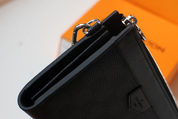 LV Dragonne Zipper Wallet Black Damier Graphite Canvas 179403