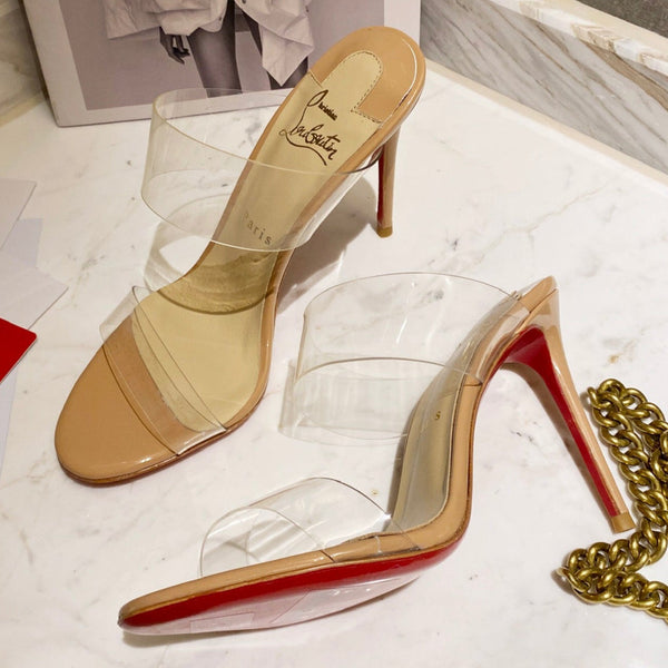 Christian Louboutin Just Nothing Sandals Beige Transparent Sheepskin