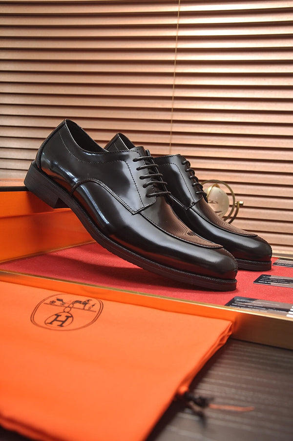HM BUSINESS LACE UP SHOES GLOSSY BLACK CALFSKIN
