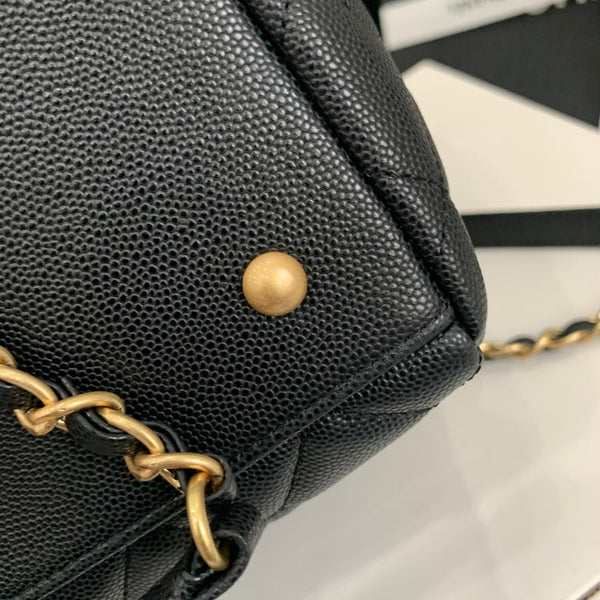 borsa shopping cc 30cm in pelle trapuntata nera caviale ghw