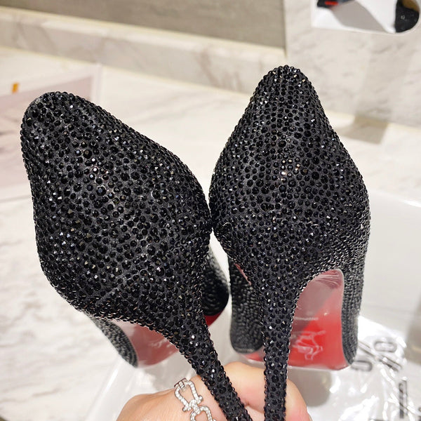 CL Pigalle Follies Pumps 100mm Crystal-embellished Black