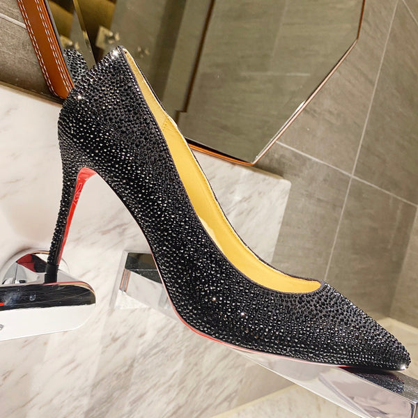 CL Pigalle Follies Pumps 100mm Crystal-embellished Black