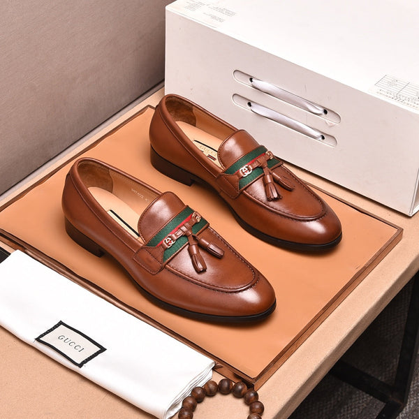 GG Men's Tassel Loafers Brown Cowhide 546330