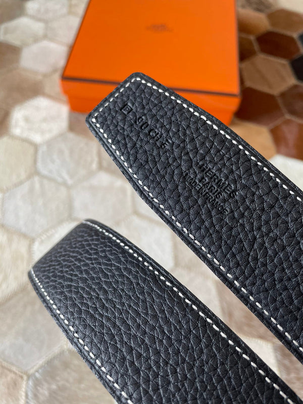 CINTURA HM CONSTANCE CON FIBBIA E CINTURINO REVERSIBILE IN PELLE NERA 38 MM FERRAMENTA IN ARGENTO