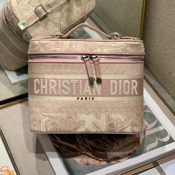 BORSA DA BAGNO A TRACOLLA MINI 18 IN JACQUARD OBLIQUE MONOGRAM ROSA PESCA