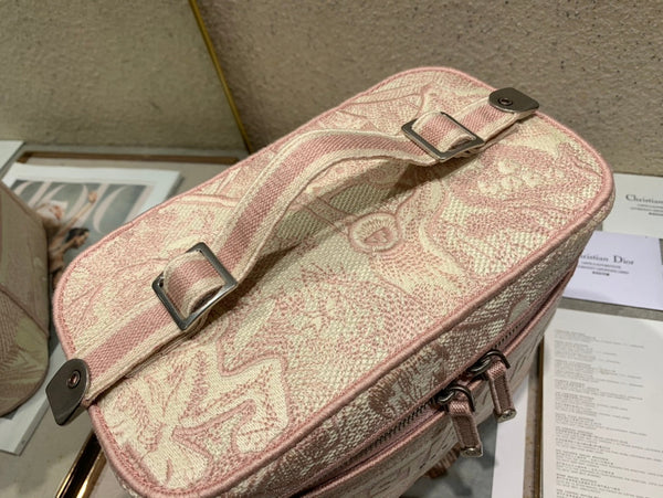 BORSA DA BAGNO A TRACOLLA MINI 18 IN JACQUARD OBLIQUE MONOGRAM ROSA PESCA