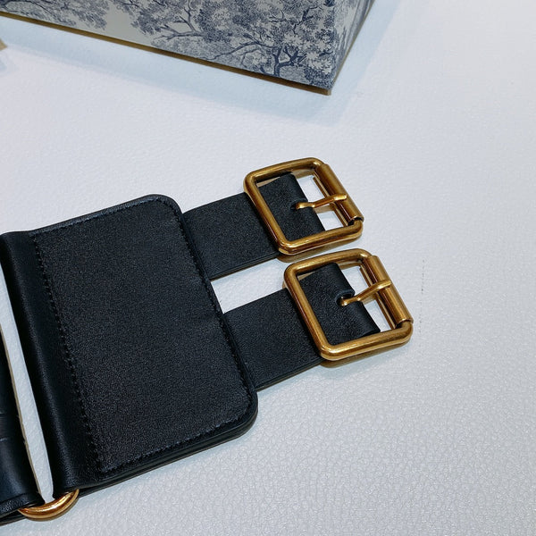 cd ceinture 10cm double boucle cuir noir