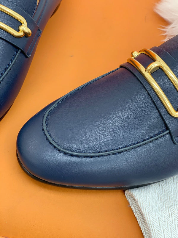 HM Men's Colette Loafer Navy Blue Cowhide GHW 546344